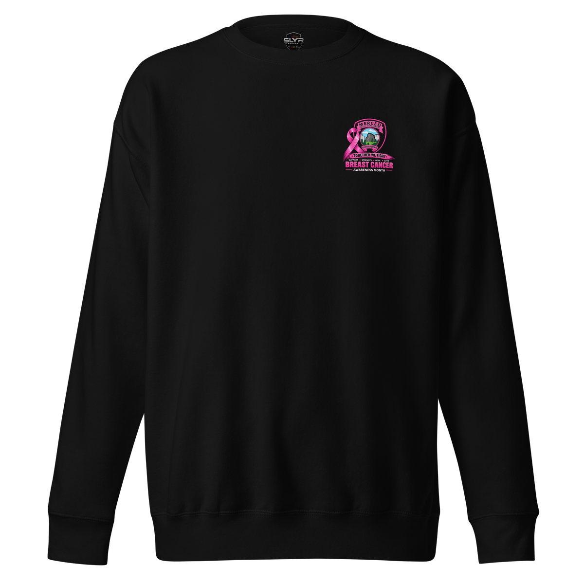 MPD Breast Cancer Awareness Sweatshirt by SLYR Apparel – front view