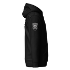Right-side view of SLYR Apparel MPD CSO Explorer Advisor pullover hoodie in black