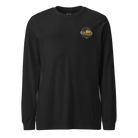 Front view of SLYR Apparel MPD Dispatcher red blue yellow long sleeve shirt in black heather