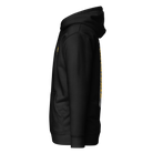 Left-side view of SLYR Apparel MPD Dispatcher yellow pullover hoodie in black