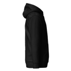 Right-side view of SLYR Apparel MPD Dispatcher yellow pullover hoodie in black