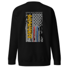 Back view of SLYR Apparel MPD Dispatcher red blue yellow sweatshirt in black