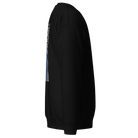 Right-side view of SLYR Apparel MPD Dispatcher red blue yellow sweatshirt in black