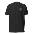 Front view of SLYR Apparel MPD Dispatcher red blue yellow T-Shirt in black