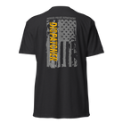 Back view of SLYR Apparel MPD Dispatcher yellow T-Shirt in black