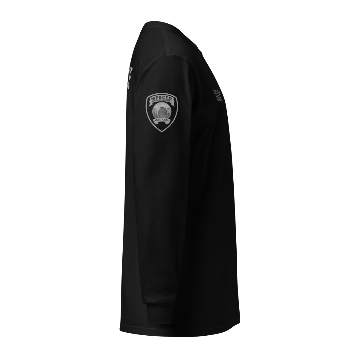 Right-side view of SLYR Apparel MPD Officer Explorer Advisor long sleeve shirt in black
