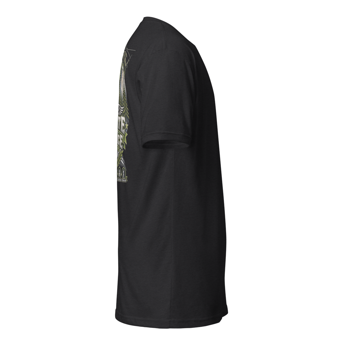 Right-side view of SLYR Apparel MPD Salute to Service T-Shirt in black