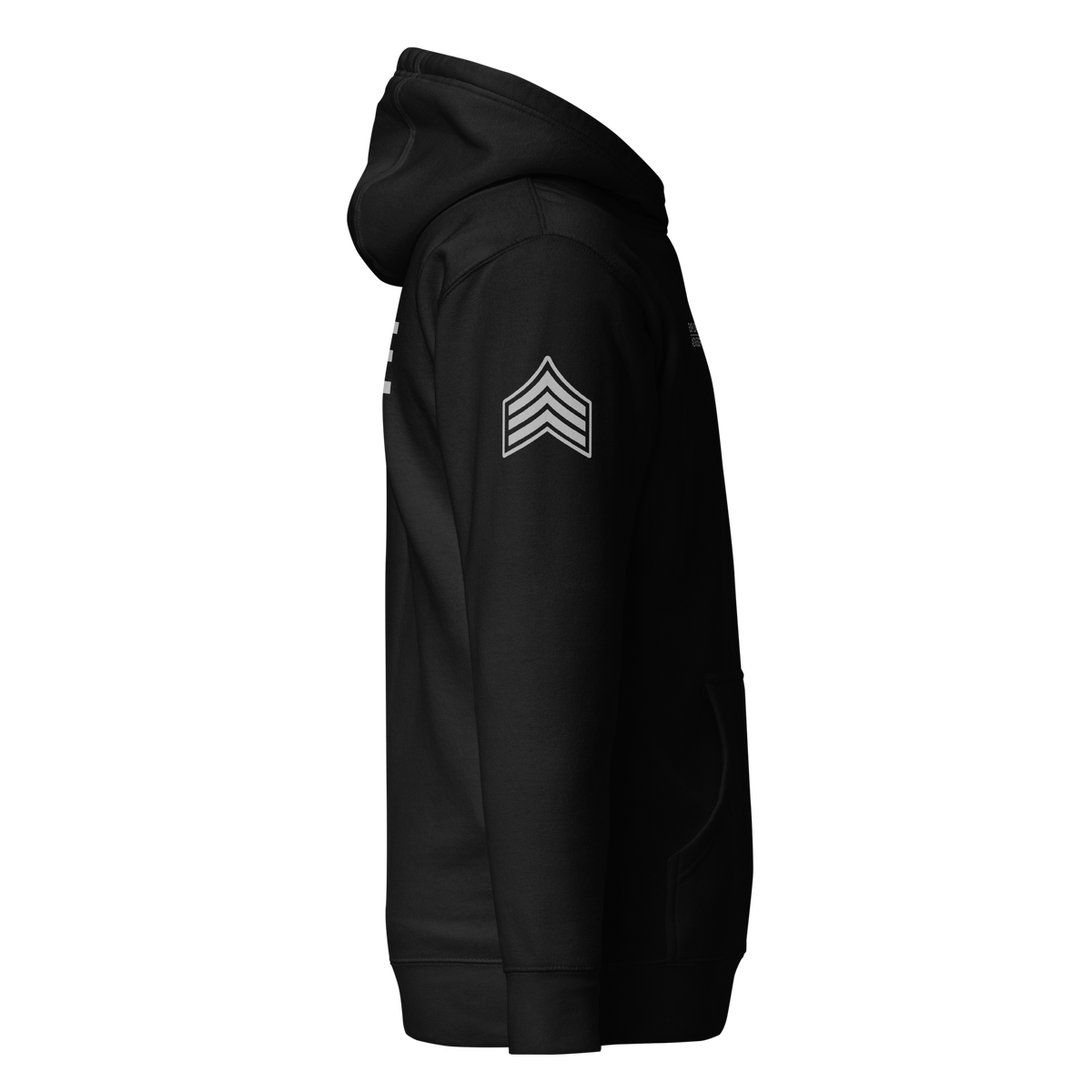 Right-side view of SLYR Apparel MPD Sergeant Explorer Advisor hoodie in black