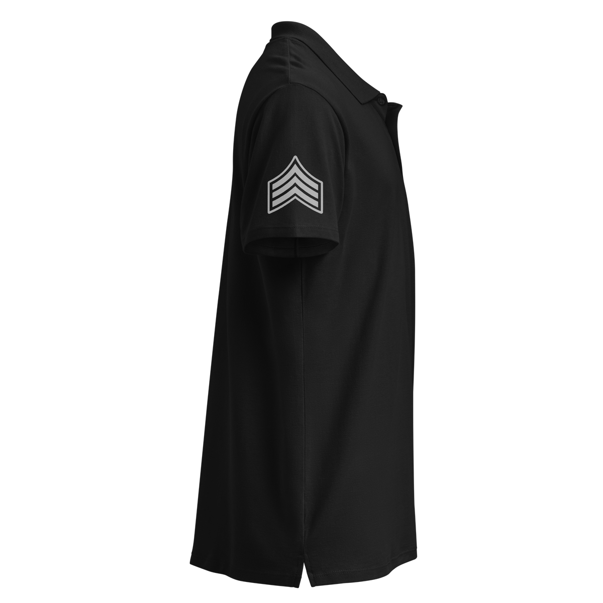 Right-side view of SLYR Apparel MPD Sergeant Polo Shirt in black