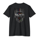 SLYR Apparel Shield distressed American flag graphic T-shirt