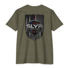 SLYR Apparel Shield distressed American flag graphic T-shirt