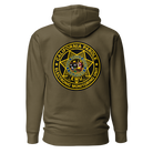 California Parole EMU Pullover Hoodie by SLYR Apparel in military green – back view