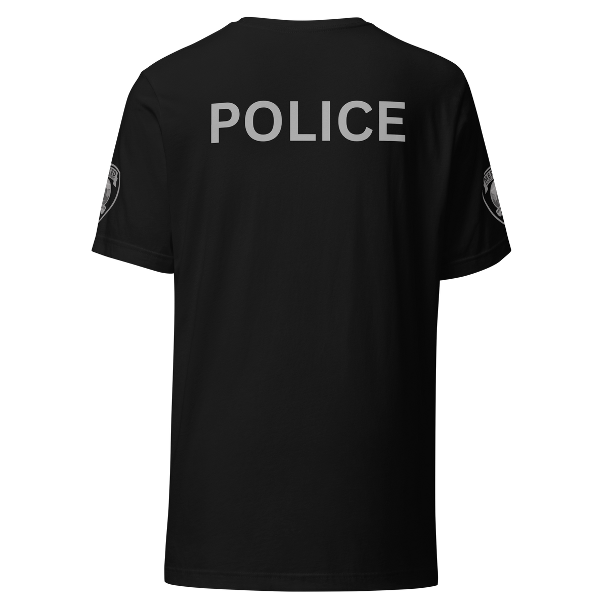 SLYR Apparel Merced Police Department Officer D-Flex print black T-shirt back design