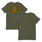 CDC Parole EMU Unit T-Shirt by SLYR Apparel in military green – front and back views