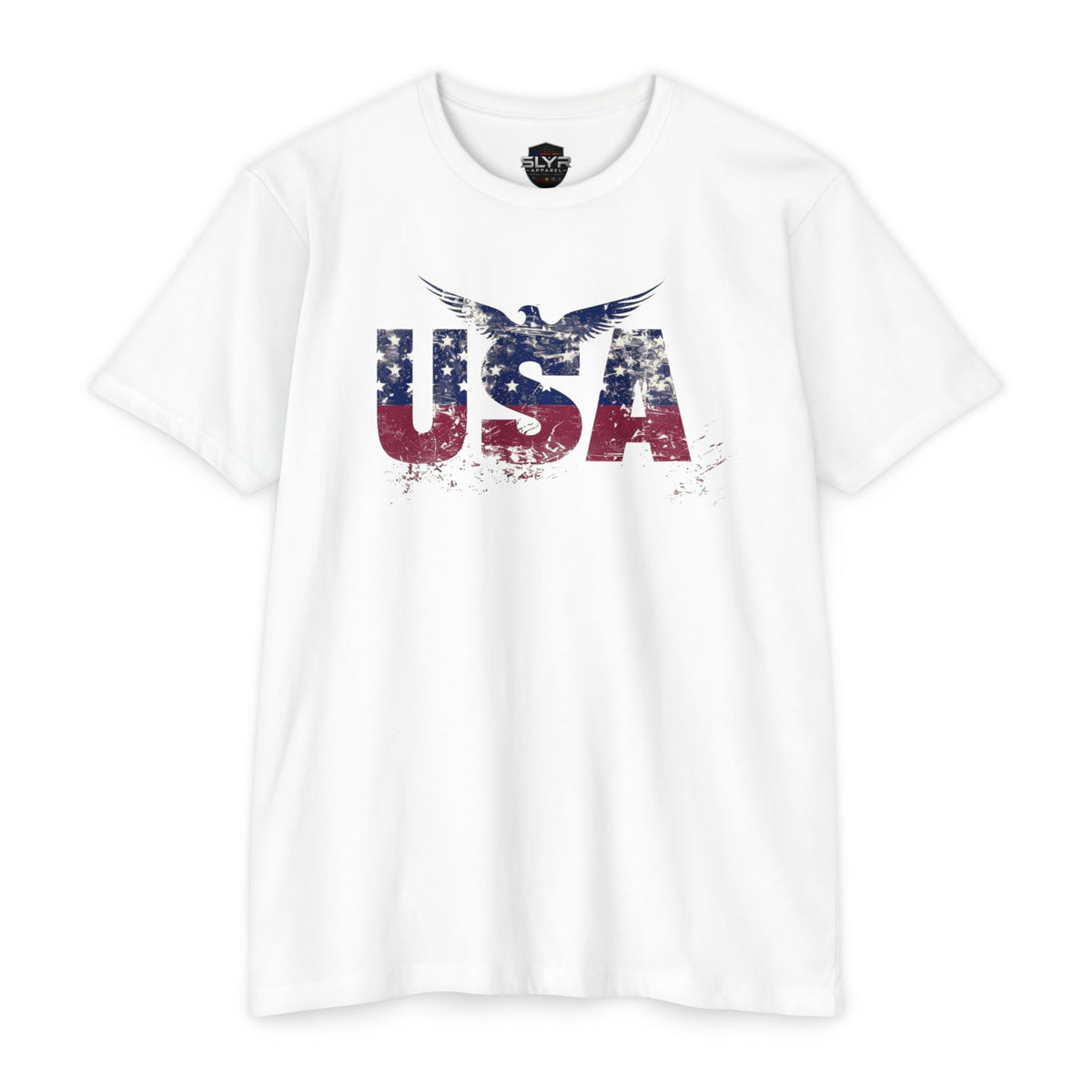 SLYR Apparel USA Distressed Eagle patriotic graphic T-shirt